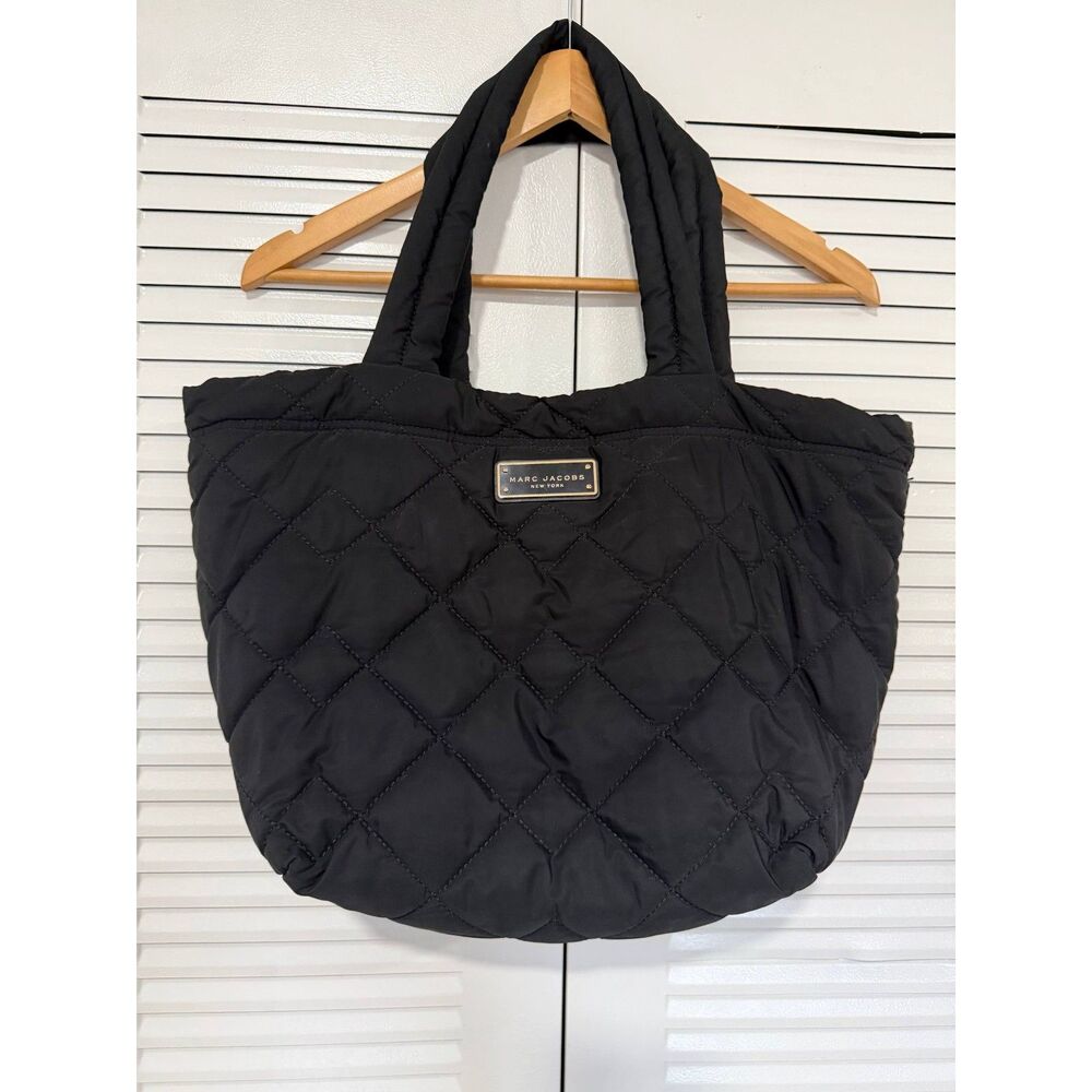 Marc Jacobs New York Black Quilted Nylon Tote Shoulder Bag Puffer Handbag